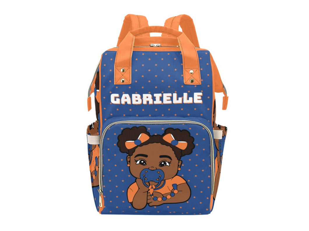 Blue and Orange Baby Girl Diaper Bag