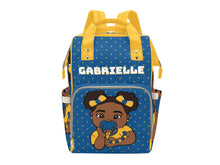 Load image into Gallery viewer, Blue &amp; Gold Baby Girl Diaper Bag
