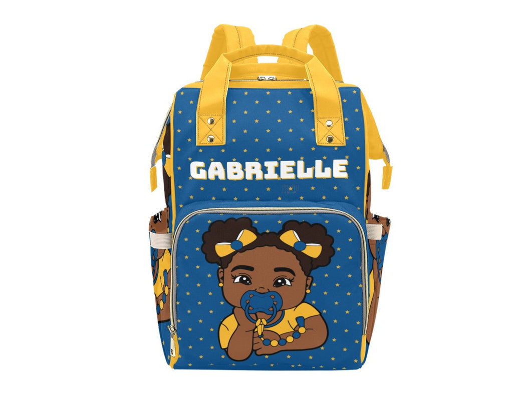 Blue & Gold Baby Girl Diaper Bag