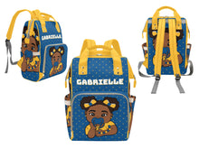 Load image into Gallery viewer, Blue &amp; Gold Baby Girl Diaper Bag

