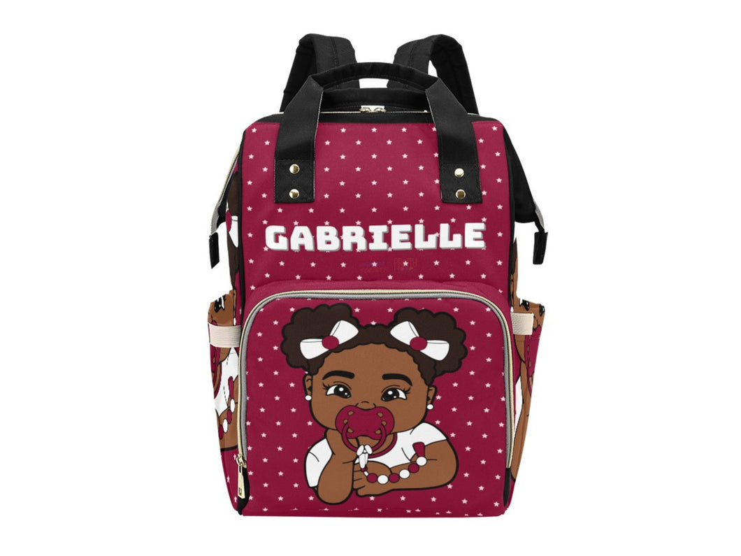 Maroon and White Baby Girl Diaper Bag
