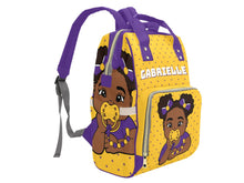 Load image into Gallery viewer, Gold and Purple Baby Girl Diaper Bag
