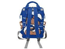 Load image into Gallery viewer, Personalized Blue and White Basketball Boy Diaper Bag
