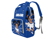 Load image into Gallery viewer, Personalized Blue and White Basketball Girl Diaper Bag
