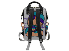 Load image into Gallery viewer, Personalized Gray, Teal, &amp; Purple Basketball Boy Diaper Bag
