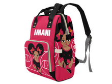 Load image into Gallery viewer, Personalized Red and Black Basketball Girl Diaper Bag
