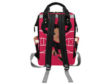 Load image into Gallery viewer, Personalized Red and Black Basketball Girl Diaper Bag
