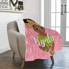 Load image into Gallery viewer, Pink and Green Black Baby Girl Headwrap Personalized Blanket
