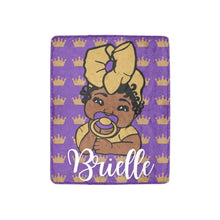 Load image into Gallery viewer, Purple and Gold Crown Baby Girl Personalized Blanket

