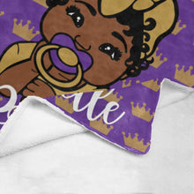 Load image into Gallery viewer, Purple and Gold Crown Baby Girl Personalized Blanket

