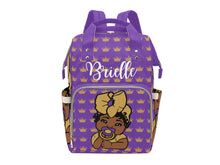 Load image into Gallery viewer, Purple and Gold Crown Baby Girl Personalized Diaper Bag
