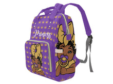 Load image into Gallery viewer, Purple and Gold Crown Princess Diaper Bag
