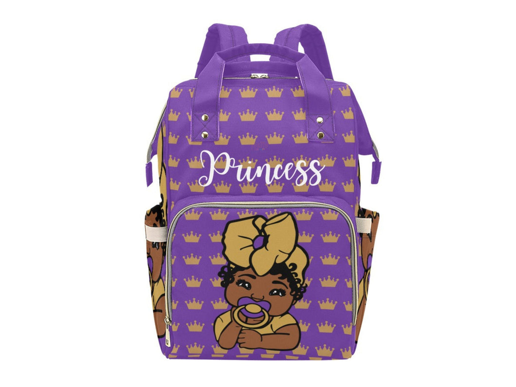 Purple and Gold Crown Princess Diaper Bag