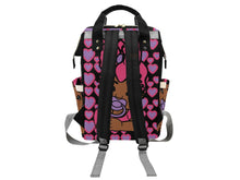Load image into Gallery viewer, Purple and Pink Hearts Black Girl Personalized Diaper Bag
