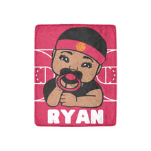 Load image into Gallery viewer, Red and Black Basketball Personalized Baby Boy Blanket

