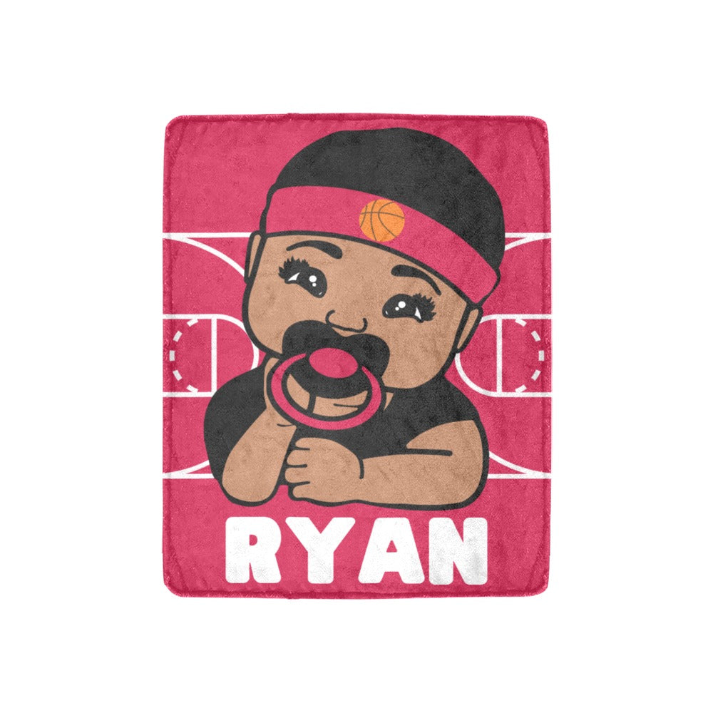 Red and Black Basketball Personalized Baby Boy Blanket