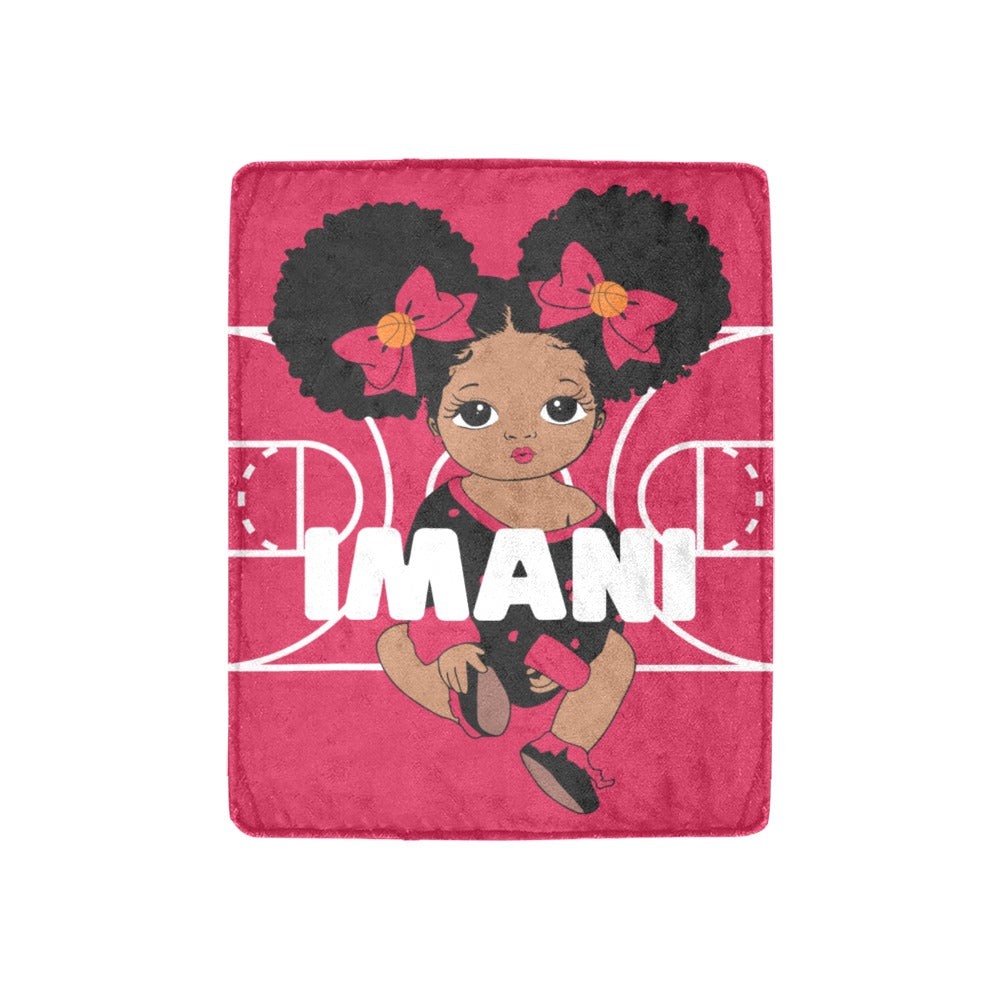 Red and Black Basketball Personalized Baby Girl Blanket
