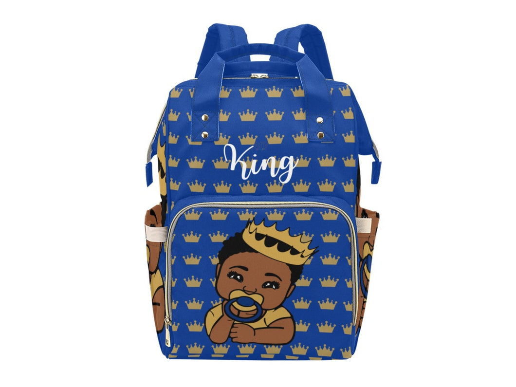 Royal Blue and Gold Crown King Diaper Bag
