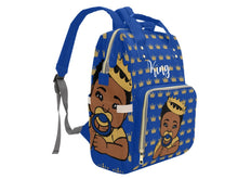 Load image into Gallery viewer, Royal Blue and Gold Crown King Diaper Bag
