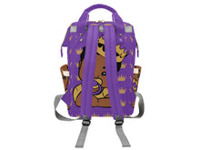 Load image into Gallery viewer, Royal Purple and Gold Crown Black Boy Personalized Diaper Bag
