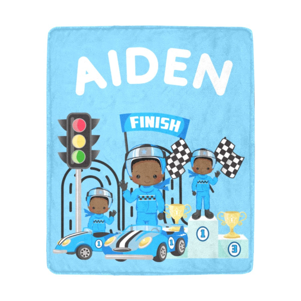 Speed Racer Boy Personalized Blanket