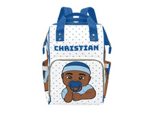 Load image into Gallery viewer, White and Blue Baby Boy Diaper Bag
