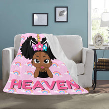 Load image into Gallery viewer, Unicorn Rainbow Puff Girl Personalized Blanket
