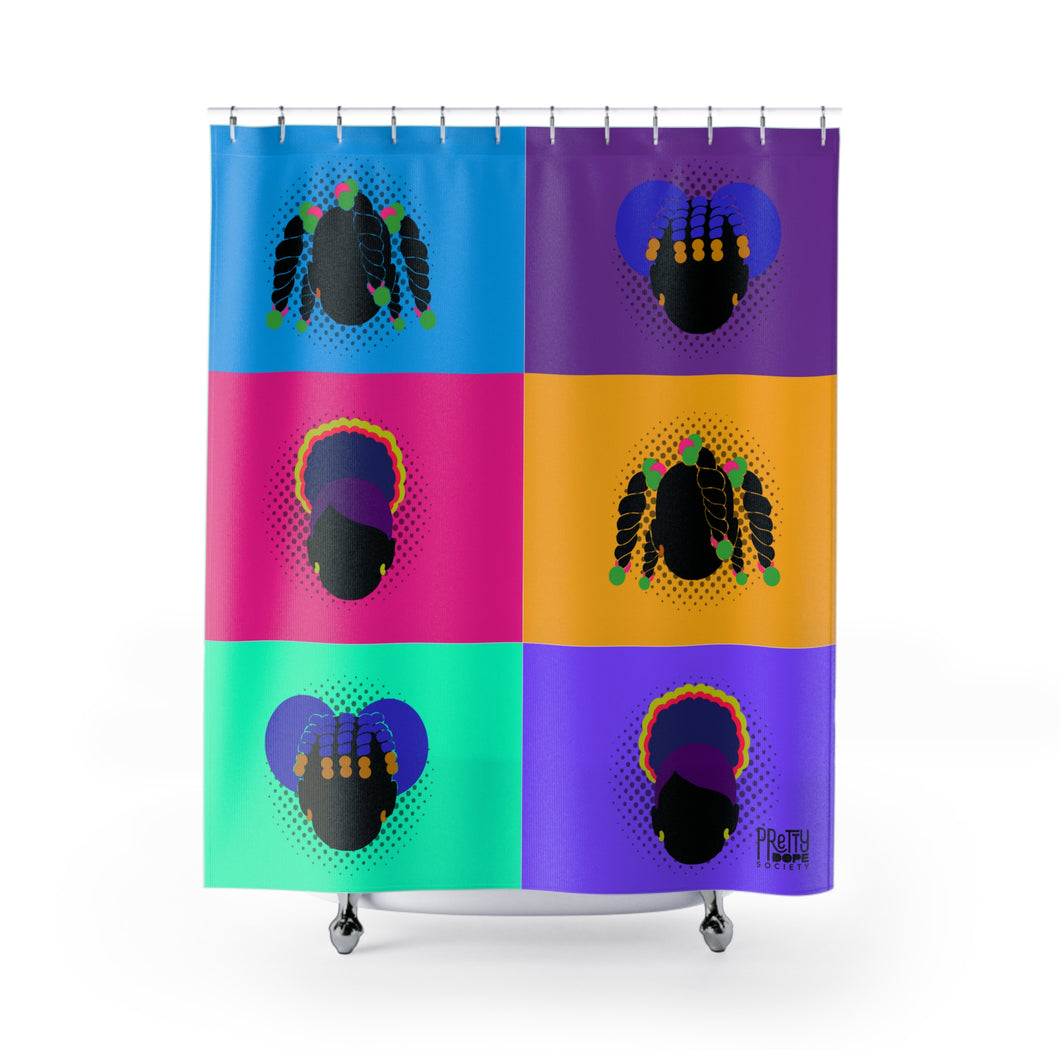 Color Block Girls Shower Curtain
