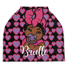 Load image into Gallery viewer, Pink and Purple Hearts Personalized Multi-Use Car Seat Cover
