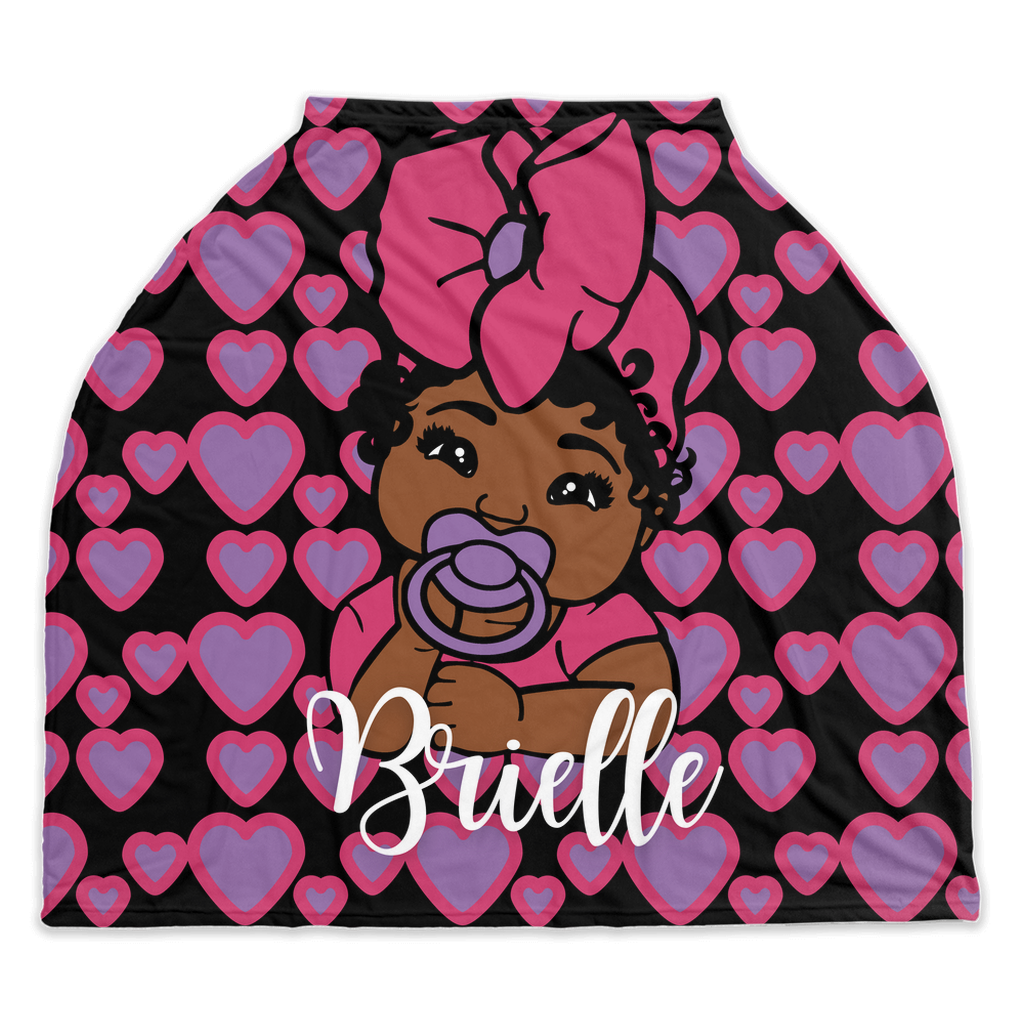 Pink and Purple Hearts Personalized Multi-Use Car Seat Cover
