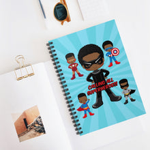 Load image into Gallery viewer, Black Boy Superhero Spiral Notebook (Light Blue)
