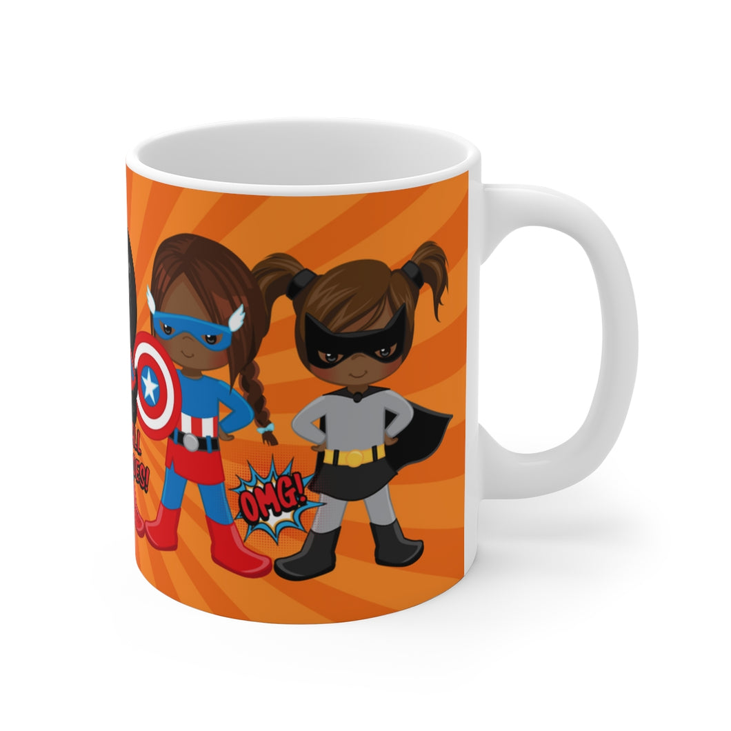 Black Girl Superhero 11oz Mug (Orange)