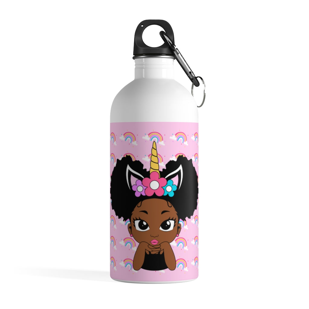 Unicorn Rainbow Puff Girl Water Bottle