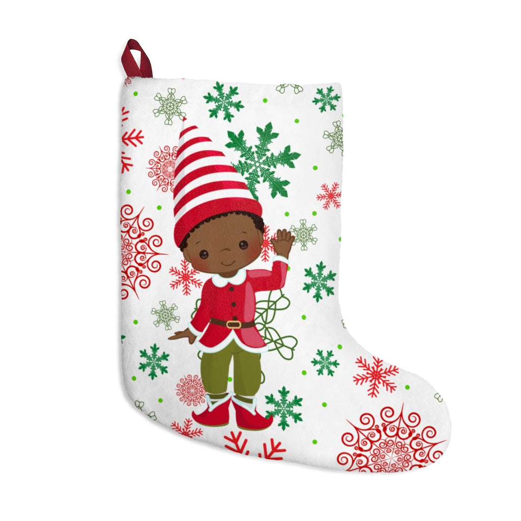 Black Boy Elf Christmas Stocking