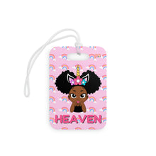 Load image into Gallery viewer, Unicorn Rainbow Puff Girl Personalized Luggage Tag
