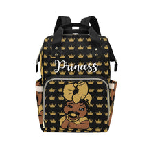 Load image into Gallery viewer, Black and Gold Crown Princess Diaper Bag
