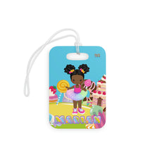 Load image into Gallery viewer, Candy Girl Afro Puff Personalized Luggage Tag
