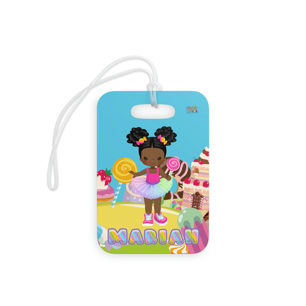 Candy Girl Afro Puff Personalized Luggage Tag
