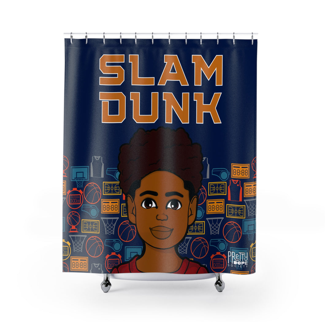 Slam Dunk Bball Boy Shower Curtain