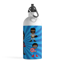 Load image into Gallery viewer, Black Boy Superhero Water Bottle (Dark Blue)
